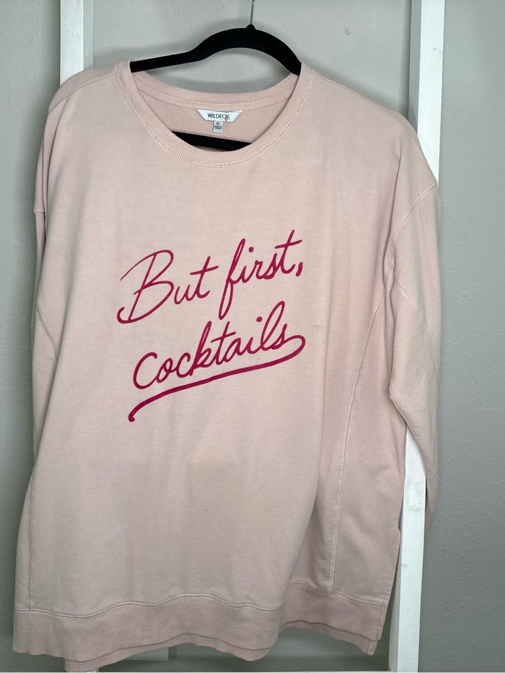 Wildfox Kids Pale Pink 'But First, Cocktails' Script Sweatshirt